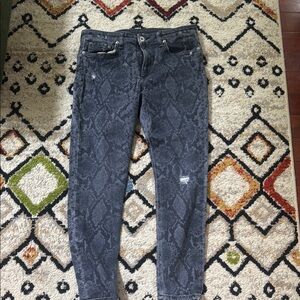 Rag & Bone Black and Gray Snake Skin Print Skinny Jeans